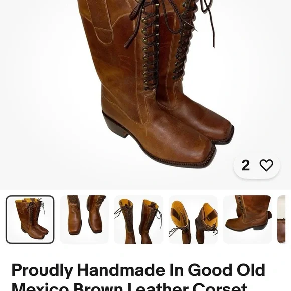 Handmade Brown Leather ladies Boots 10.5 - Picture 1 of 8